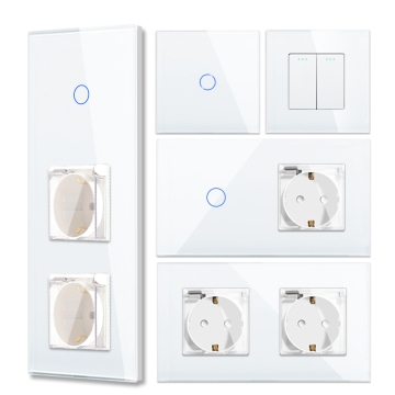 CE Certified 16A Glass Frame Electric Wall Plugs French Socket with Cover