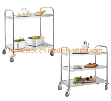 Round Tube Hotel Serving Cart 2 Layers Serving Trolley Cart Restaurant 3 Layers Service Trolley