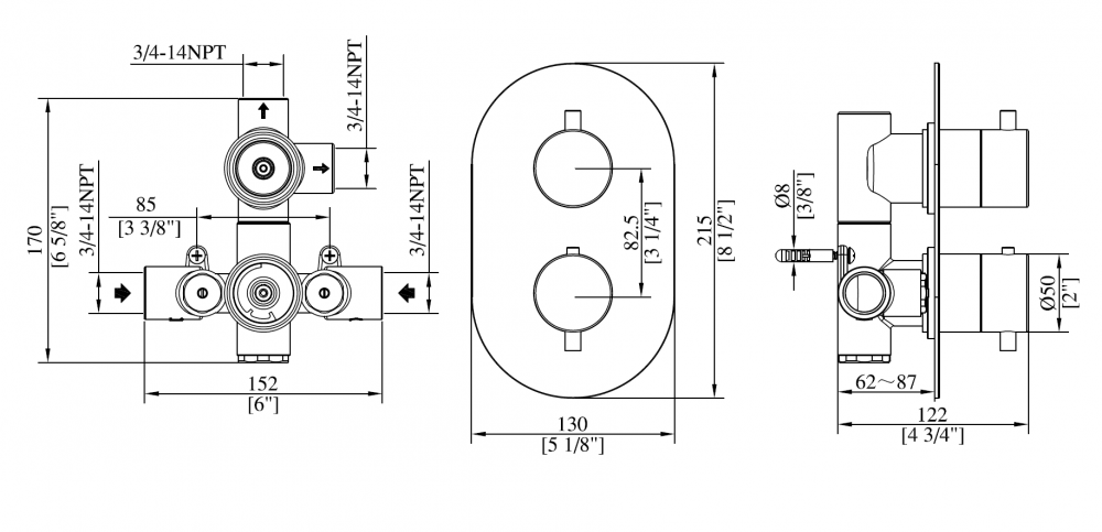 bath concealed thermostatic mixer