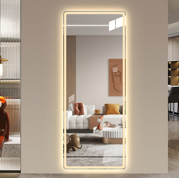 Custom Low MOQ High-Quality Rectangle Floor Body Touch Mirror with LED Lights for Wedding Suppliers