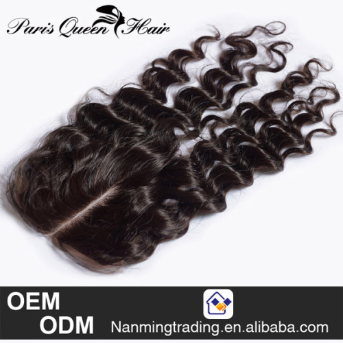 Good quality middle part closure Peruvian deep wave virgin hair lace closure wholesale