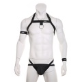 Men Sexy Underwear Set Shoulder Strap Harness G String Chest Elastic Band Jockstrap Thong Halter Bondage Hollow Costume Clubwear