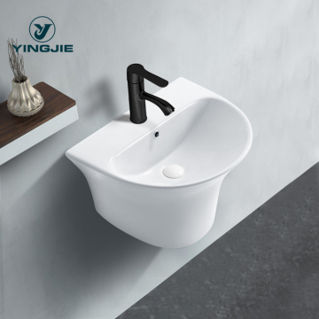 Super September European Style White Modern Ceramic Wall Hung Bathroom Sink Basin