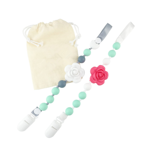 BPA gratis blommor silikon baby nappklipp