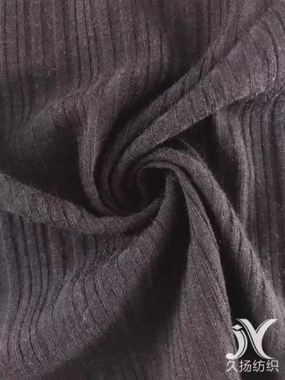 Black Slub Rib Knit Fabric