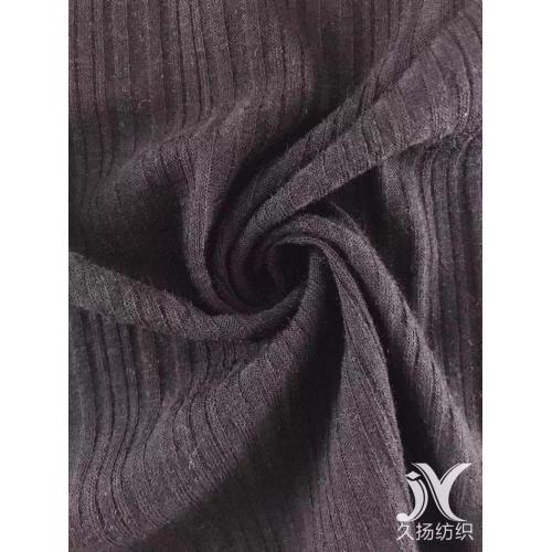 Black Slub Rib Knit Fabric