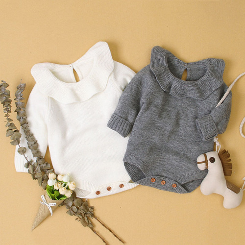0-18M Newbron Kid baby Sweater For Girl Autumn Winter Warm Knitted Bodysuit Casual Plain Knitwear Cute Ruffles Outfit