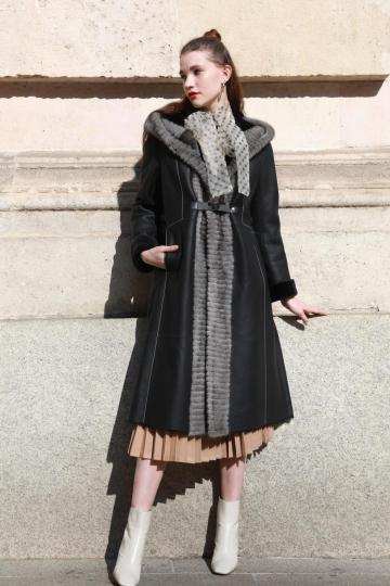 Lady Winter Hooded Mink Fur Coat