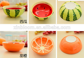 creative cartoon lovely handpainted glazed fruit orange lemon and hami melonsoup ceramic bowl