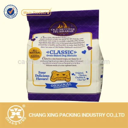 Resealable plastic dog pet food packaging bag/ pup chips packing sachet bag
