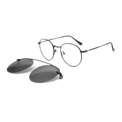 Metal Clip On Sunglasses for Myopia: Designer Round Ladies Eyewear