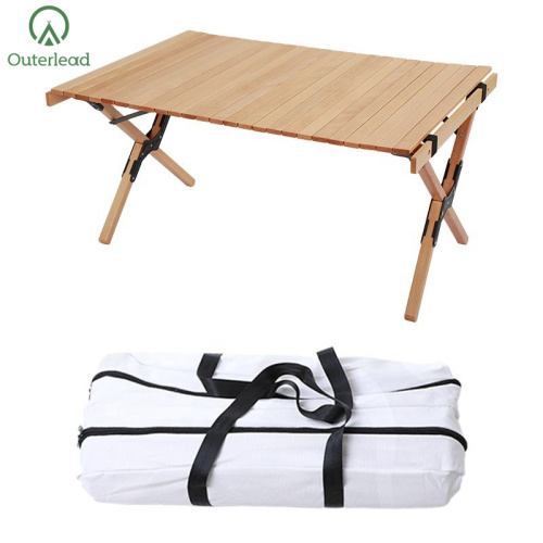 camping table chair set Natural Color Beech Wood Tables Outdoor Portable Tables Factory