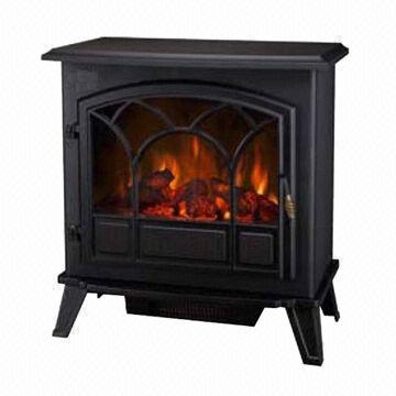 Fireplace, Made of Steel, Freestanding, Black Cast Effect