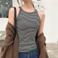 Summer Women Stretchy Halter Neck Tank Tops Female Slim Simple Casual Camis Sleeveless Solid T shirts Tops DX7134