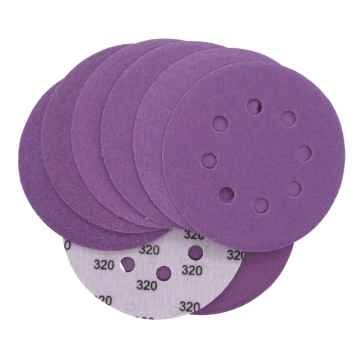 Long Service Life 360A Latex Paper Base 5Inch 8 Holes Purple Sandpaper