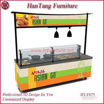 Mall indoor hot dog kiosk, fast food kiosk display