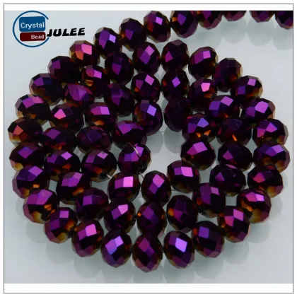 Faceted lampwork glass beads electroplating rondelle beads flat bottom glass beads
