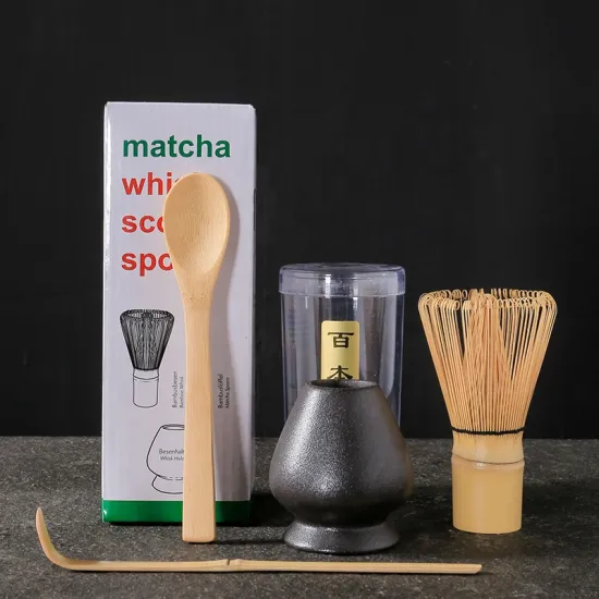 Bulk OEM Logo 4Pcs Bamboo Matcha Tea Whisk Set