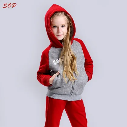 New fashion girls clothing set sweatshirt with hoody outfit winter children clothing set