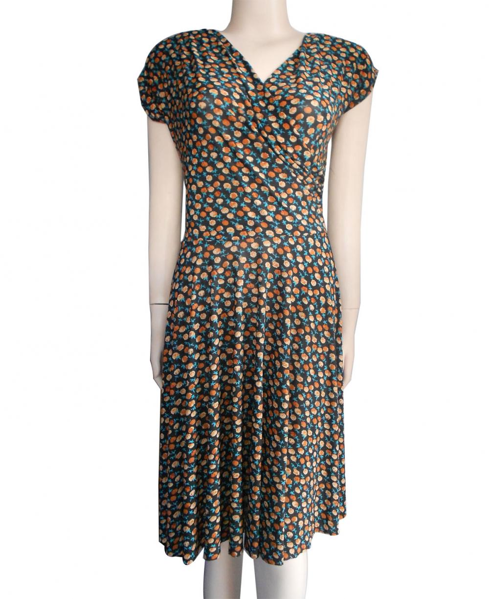 Lady's 85% polyester 15% cotton printed dresses