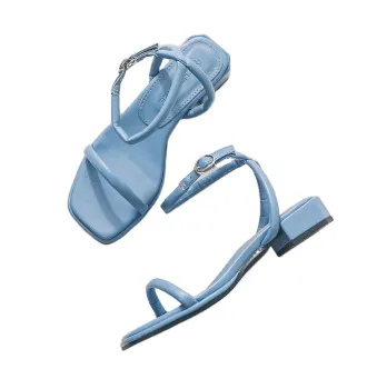 Women's Casual Cross Low Heel Sandals with PU Insole and Button Height Increase Design for Beach/Wilderness/Water