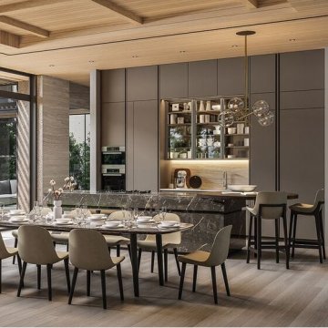 Conjunto de cozinha aberta de ponta residencial