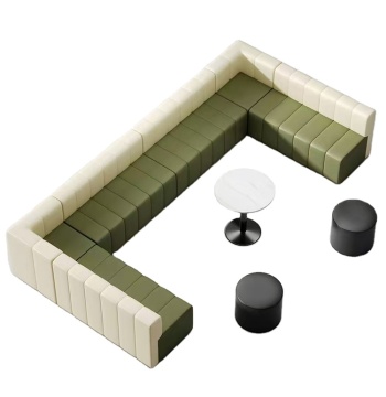 U Shape Half Round Sectional Leather Sofa Booth for Restaurant and Cafe