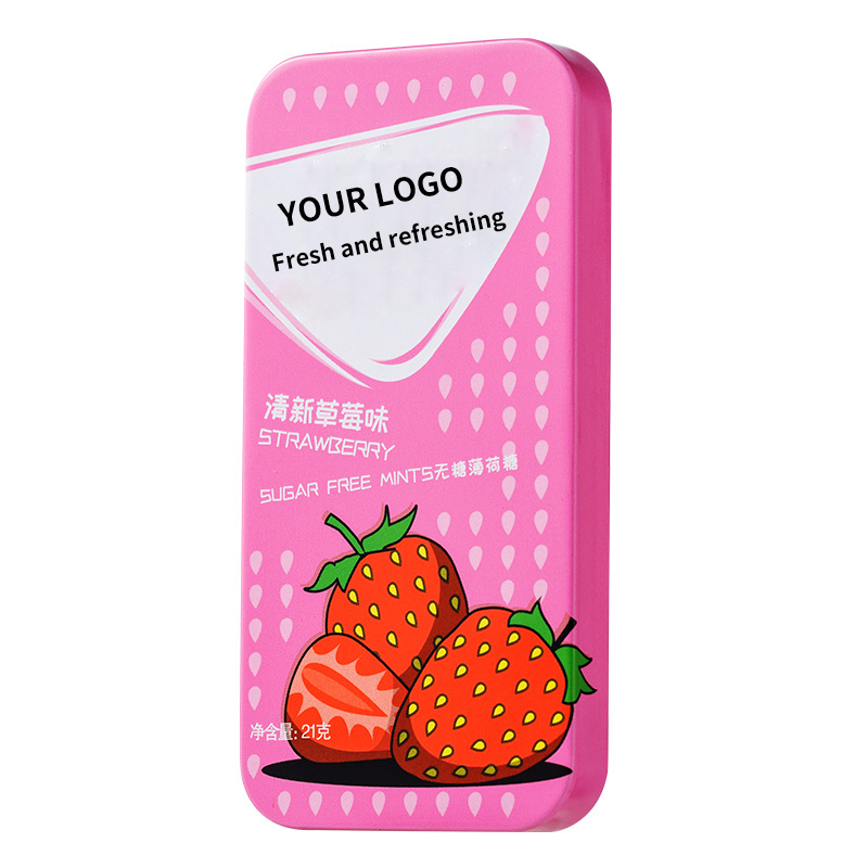 OEM ODM Vegan Custom Fruit Flavor Tin Box Cool Hard Mint Candy Kissing Fresh Breath Sugar Free Mints