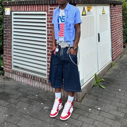 Custom Applique Patch Denim Shorts for Men