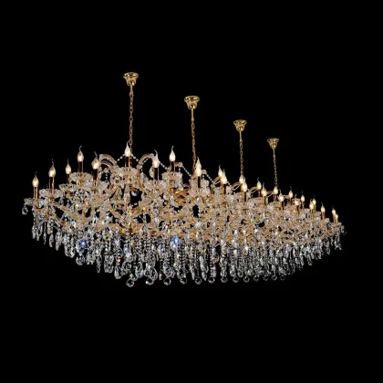 Custom Grand Rectangular Pendant Light Chrome Maria Theresa Candle Crystal Chandelier for Dining Room and Restaurant Island