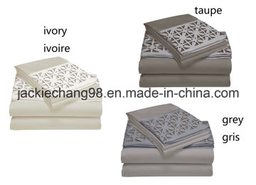 Laser Cut Hem Solid Color Microfiber Sheet Set for Adult