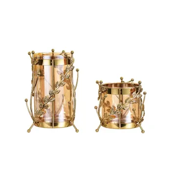 Gold Luxury Metal Flower Vase Storage Box - Wedding Decorative Home Accessories