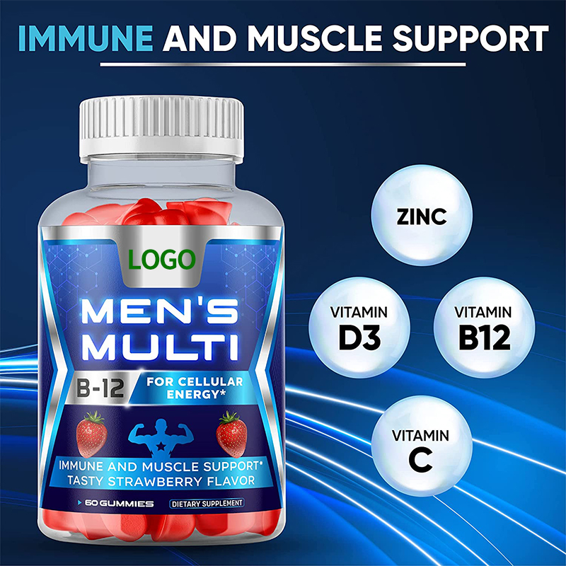 OEM/ODM Vegan Immune Support Multivitamin Gummies with Vitamin A, C, D3, E, B6, B12 for Energy Sipport