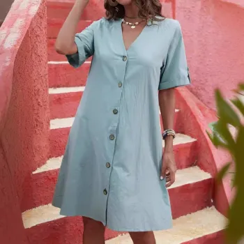 Customized casual mini short sleeved puff dress