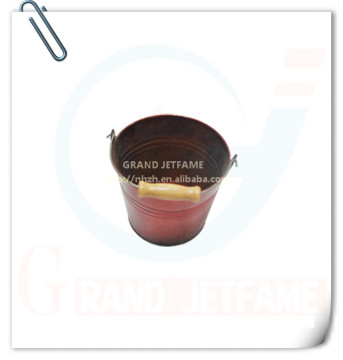 household decor mini metal pail with wood handle