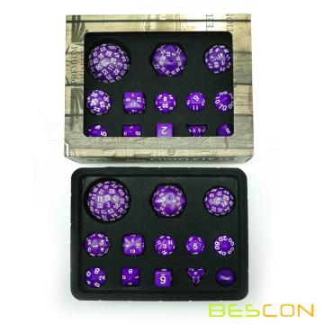 Bescon Complete Polyhedral RPG Dice Set 13pcs D3-D100, 100 Sides Dice Set Solid Purple