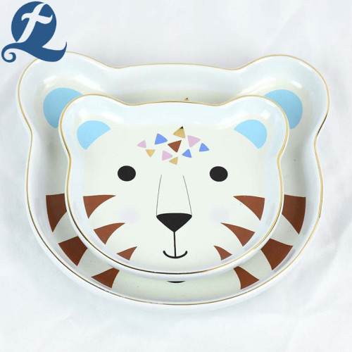 Cartoon leopard face shape ceramic pet feeding bowl