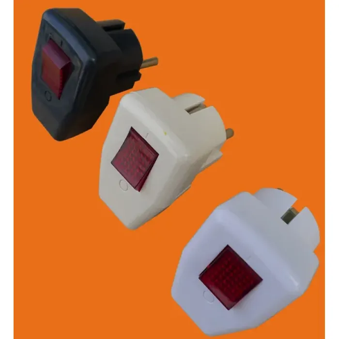 Steker 2 Pin dengan Bumi dan Sakelar (P7055)