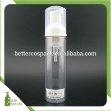80ml transparent plastic cosmetic bottle PET soap foam pump bottle
