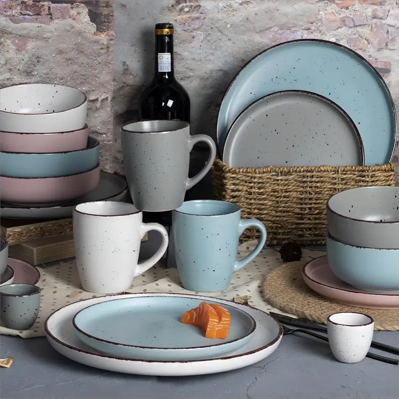 Eco-Friendly Multi-Color Glazed Stoneware Dinnerware Set