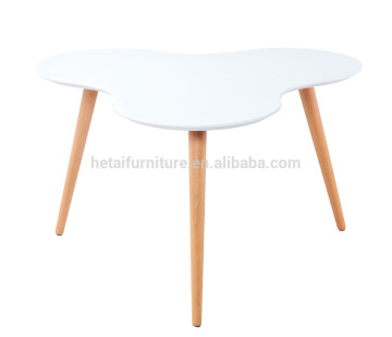 Flower shape coffee table in wood, modern coffee shop small table