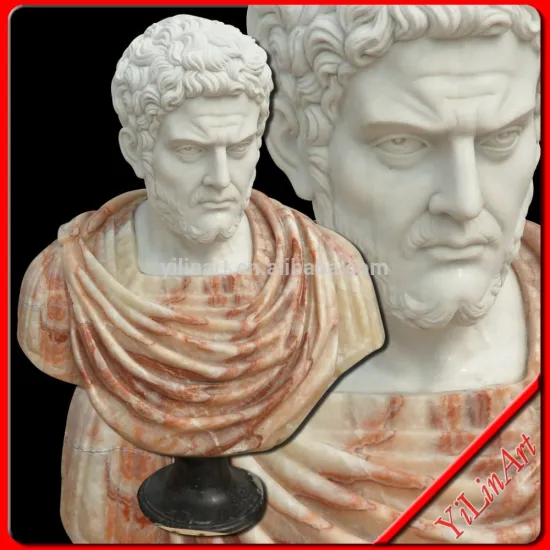 Mixed Color Stone Roman Man Bust Sculpture For Sale