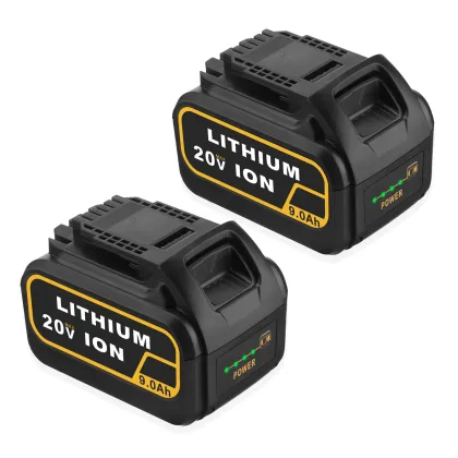 2 Pack 9000mAh DCB200 Rechargeable Battery Replacement for Dewalt 20V Lithium Ion Power Tools