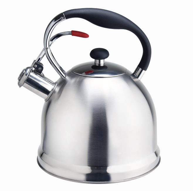 Durable stainless steel whistling stovetop kettle