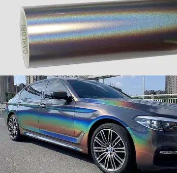 rainbow laser silver car wrap vinyl