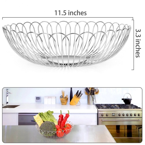 Stainless Steel wire fruit bowl contain Bread Vegetable