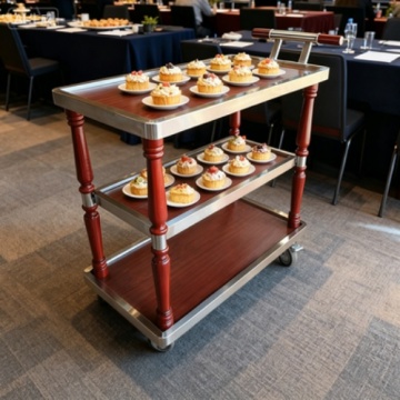 Customizable Three-Tier Food Cart for Banquet Catering and Party Services