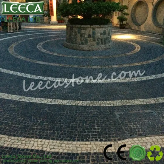 Dark grey round pattern paving stone