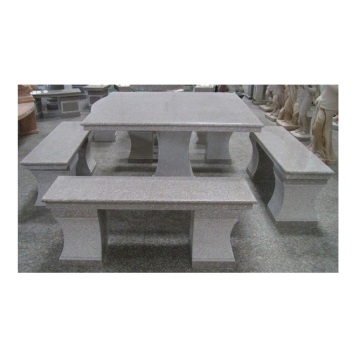 Stone Garden Table and Benches Set - Outdoor Granite Furniture