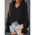 Womens V Neck Lace Crochet Shirts